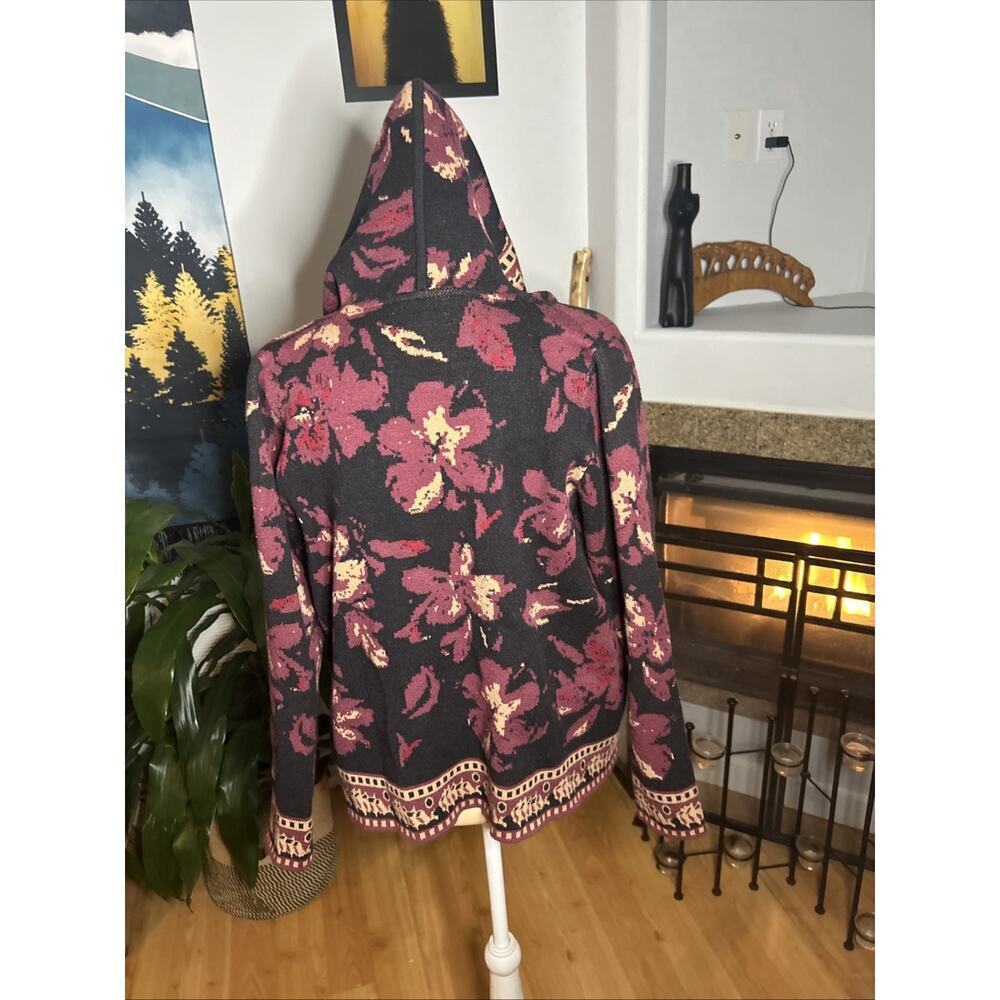 Rachel Zoe Womens Purple Floral Long Sleeve Hooded Cardigan Sweater S Boho Chic - Picture 3 of 7